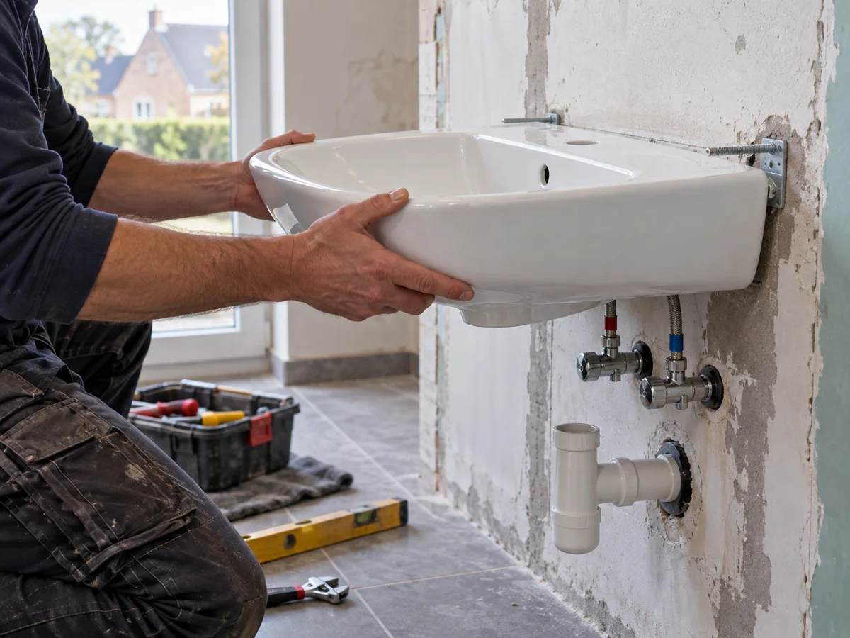 Pose d’un lavabo mural — installation sanitaire à Rixensart